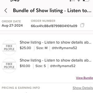 Bundle of two show orders @theuftymama35